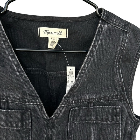 NWT Madewell Denim Cap-Sleeve Mini Dress in Tarrybrook Wash - Size 2 - Black - Picture 10 of 15
